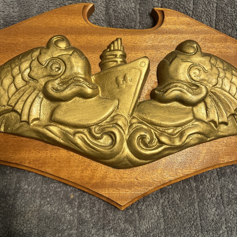 Calvin Shirley COB US Navy Submarine Dolphins Wood Plaque Large 23.5 Inch